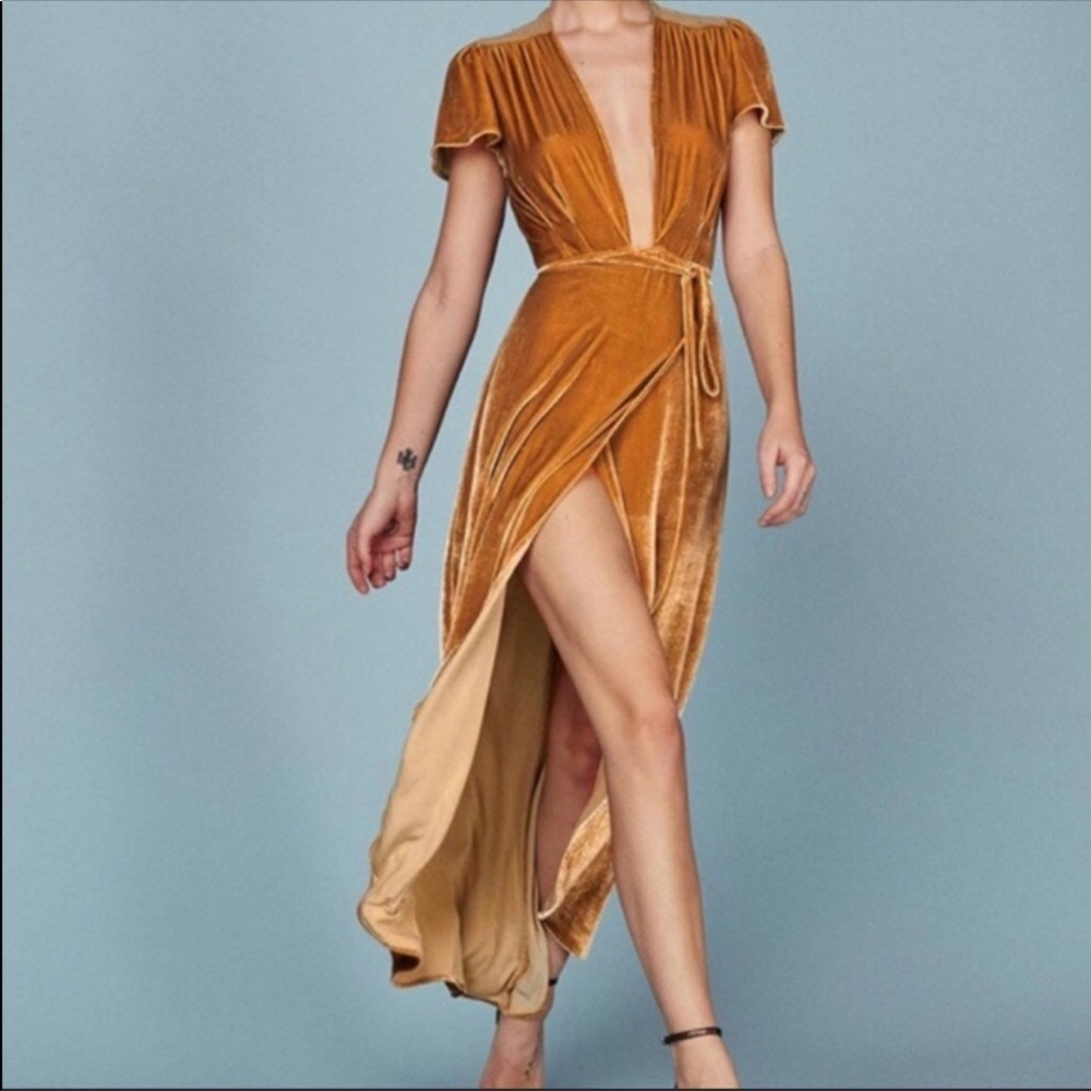 Rust orange velvet dress